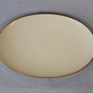 LG VTG Serving platter Porcelain White gold Oval 14.5x9.75 signed Contempo Frost
